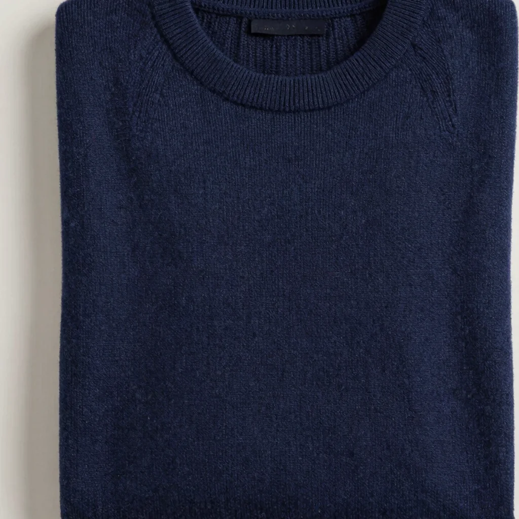 Merino Wool Blend Tailored Crewneck Sweater